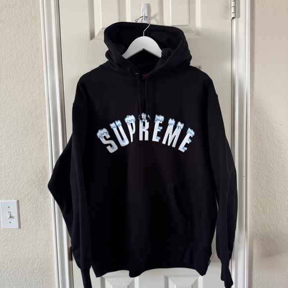 Supreme Black  Ice Logo Hoodie – Size Large - Picture 1 of 8